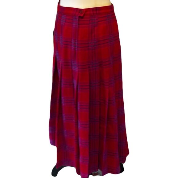 Pendleton Vintage Red, Blue and Purple Plaid Wool Pleated Skirt | EUC |Size 12 - Picture 3 of 8